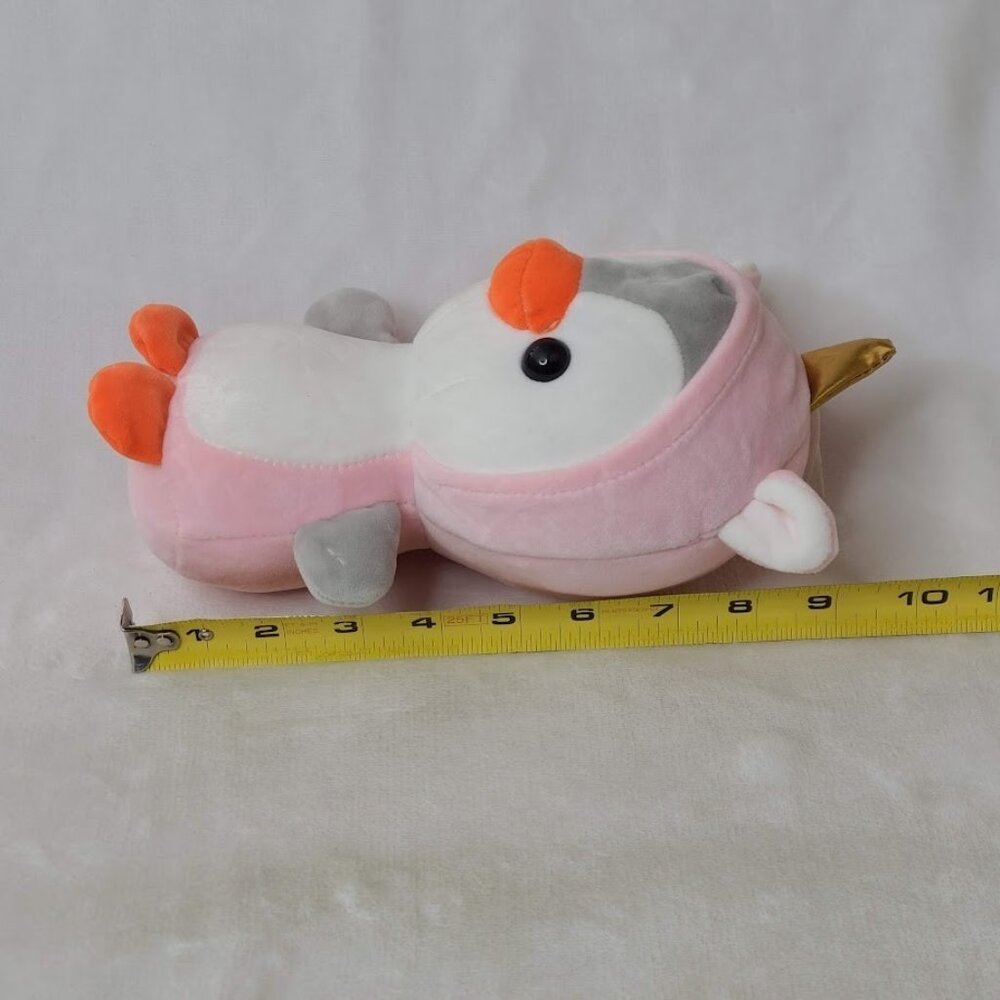 Penguin Doll in Pink Unicorn Hoodie Stuffed Plush Animal 10" Suction Hanger - Picture 7 of 7